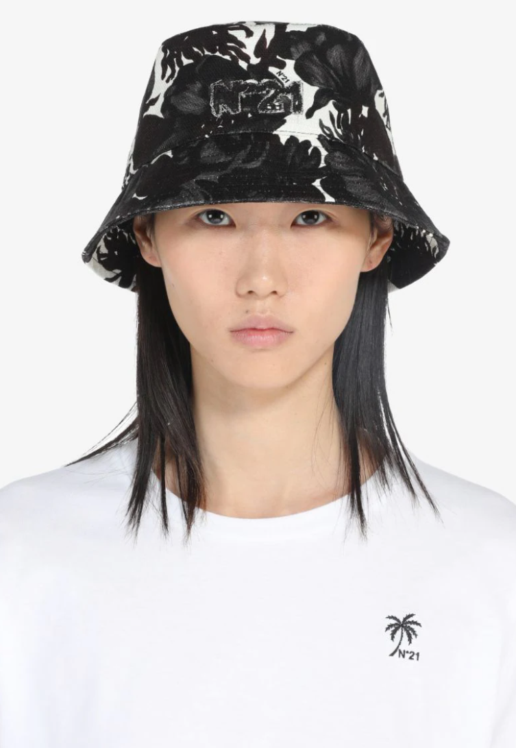 Black and white floral bucket hat online