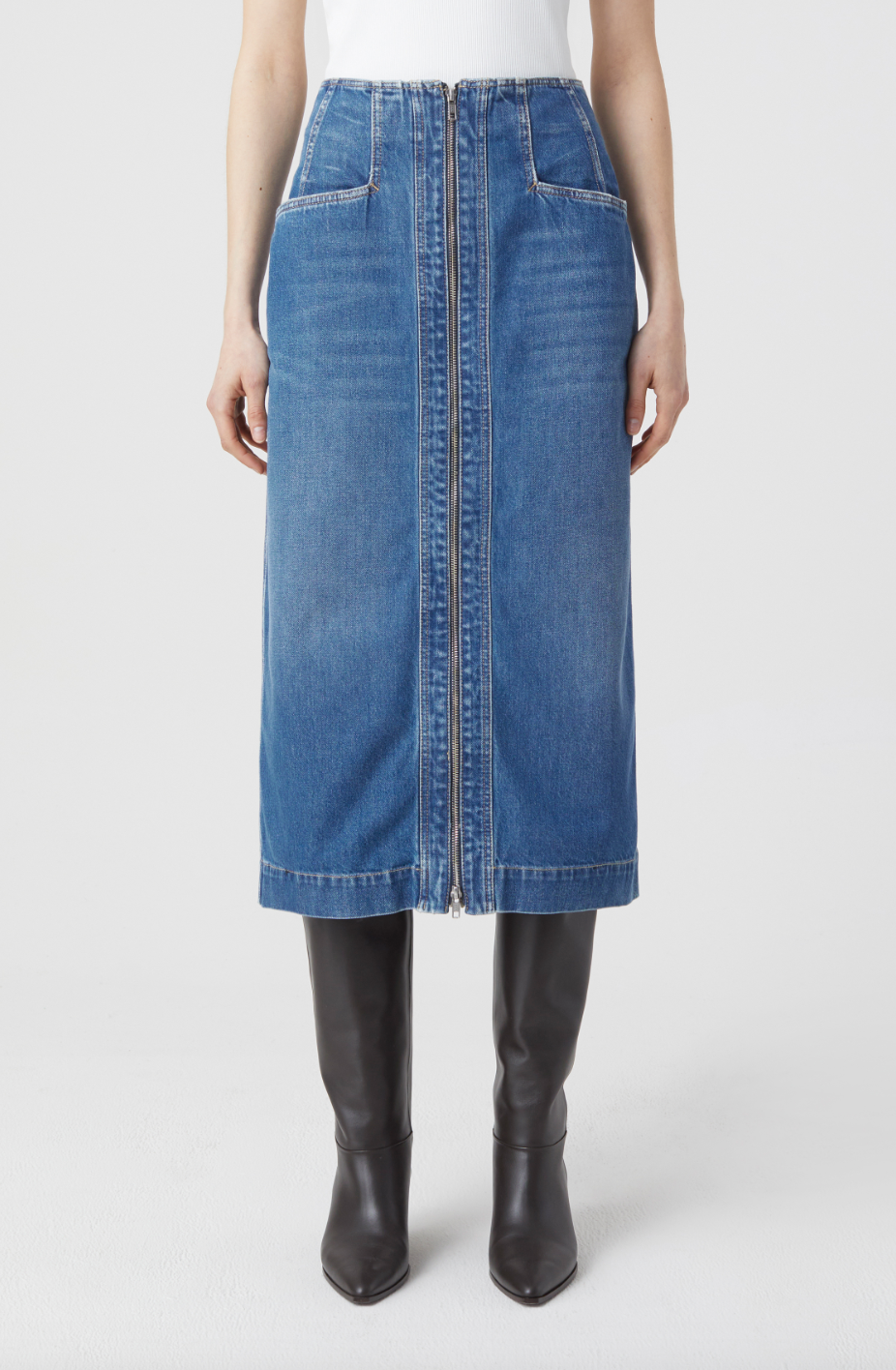 Denim Skirt with Zip