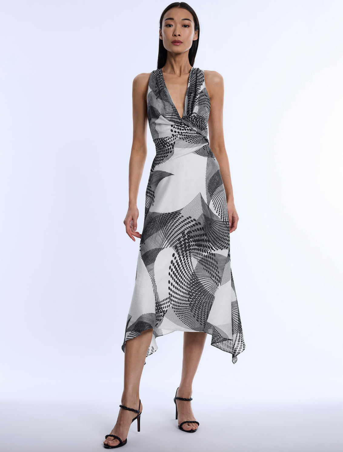 Printed Cowl Halter Dress