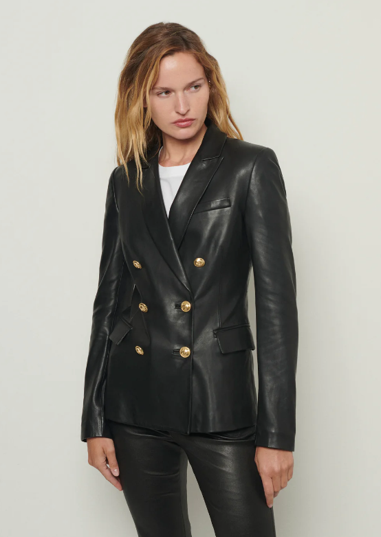 Franklin Double Breasted Jacket in Leather