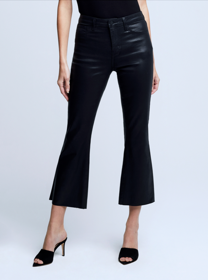 Kendra High-Rise Crop Flare Coated