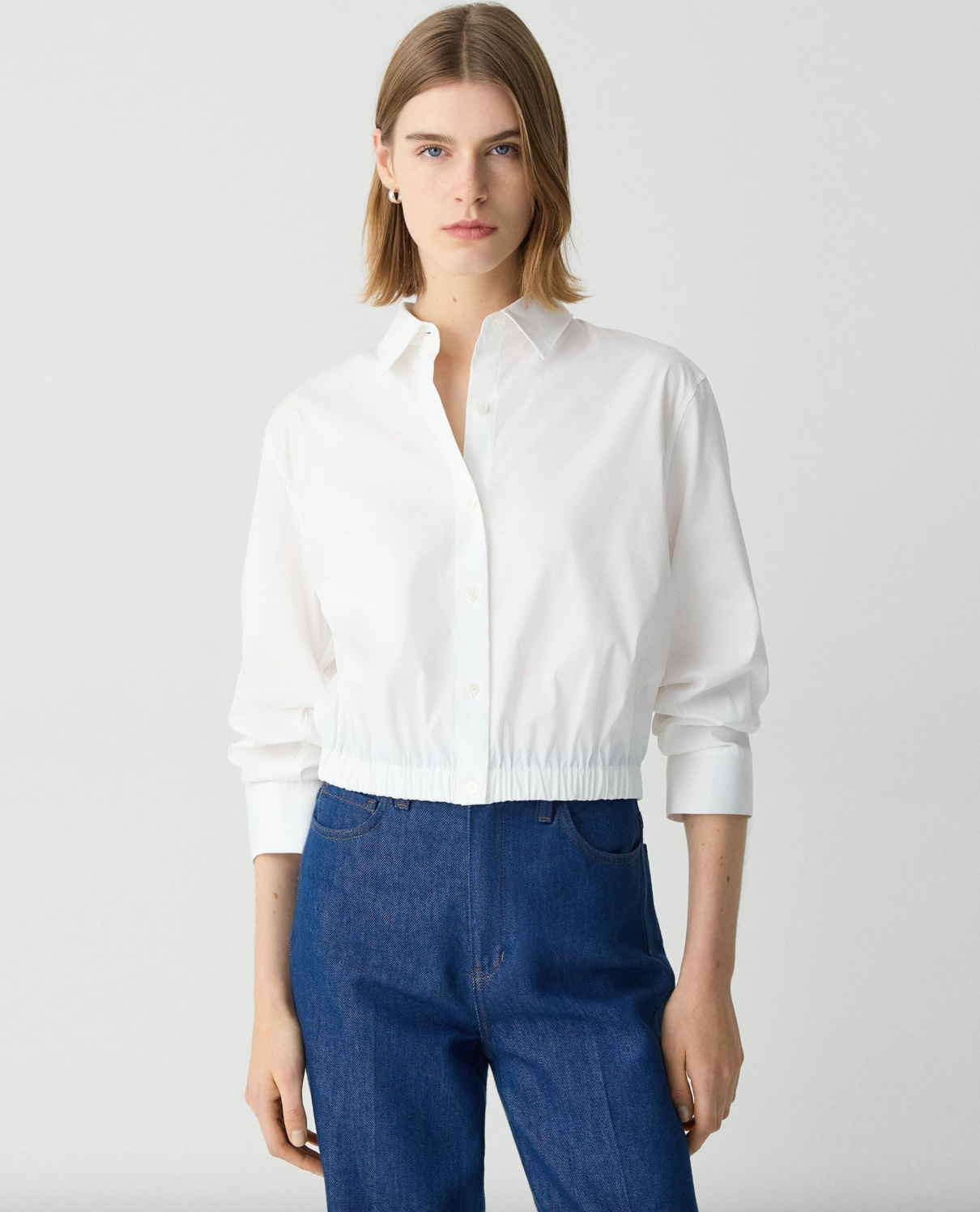 Cropped Shirt with Fixed Sleeve