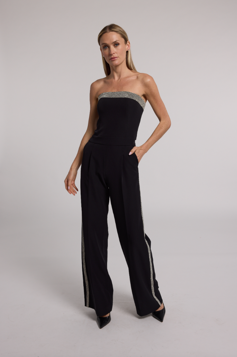 Chelsea Crystal Embellished Crepe Jumpsuit