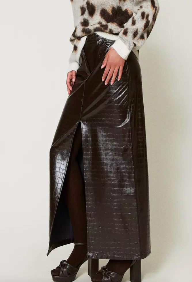 Embossed Faux Leather Skirt