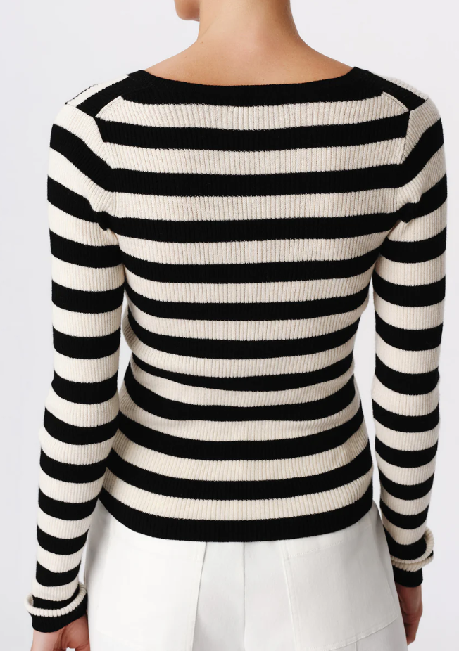 Wool Blend Striped Long Sleeve Sweater