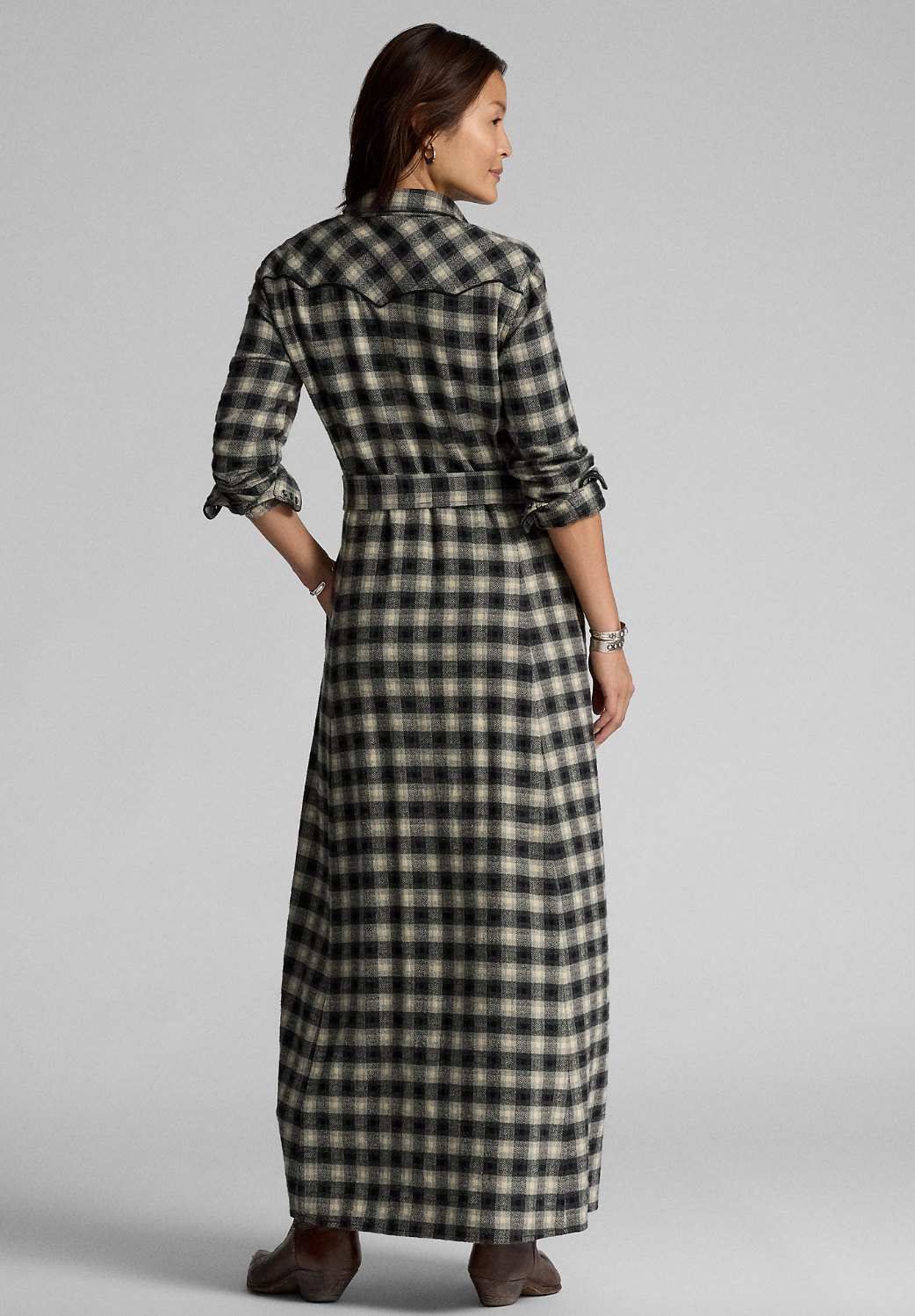 Plaid Dobby Western Shirtdress