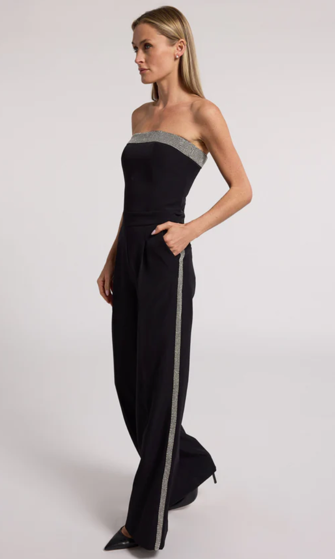 Chelsea Crystal Embellished Crepe Jumpsuit