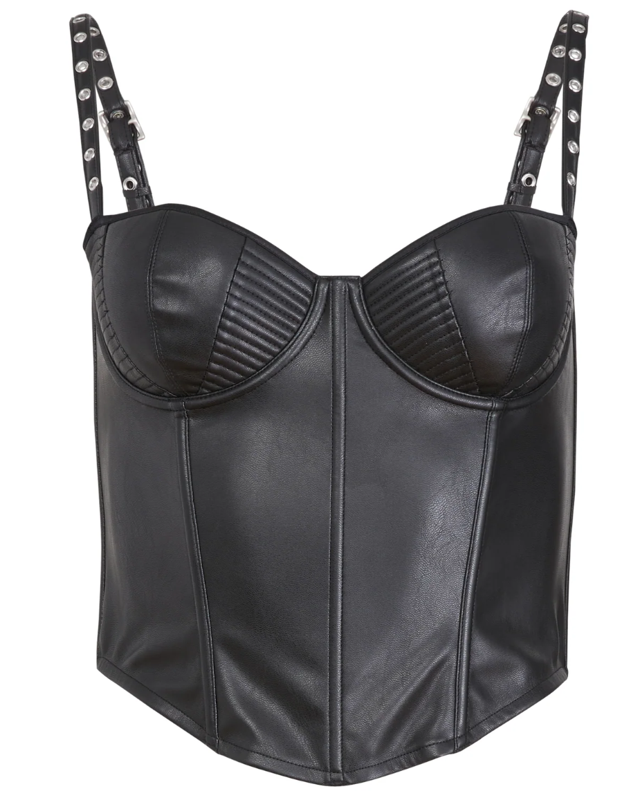 Vegan Leather Grommet Bustier Top