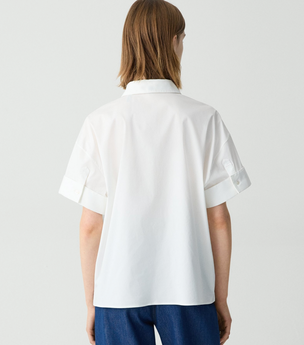 Short Sleeve Cuffed Shirt with Oversized Pocket