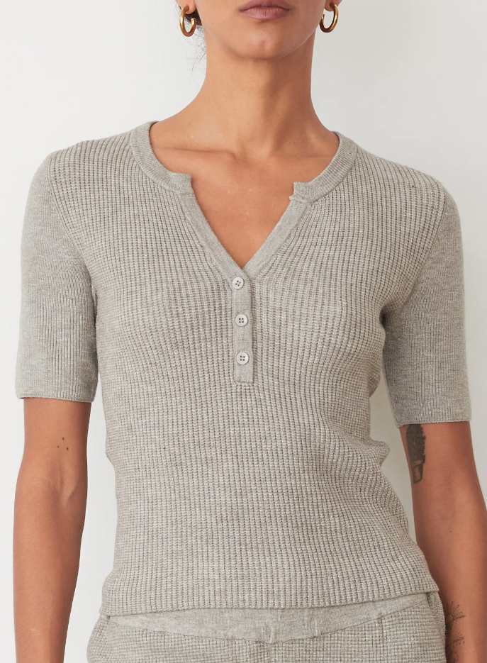 Soft Knit Rib Waffle Henley