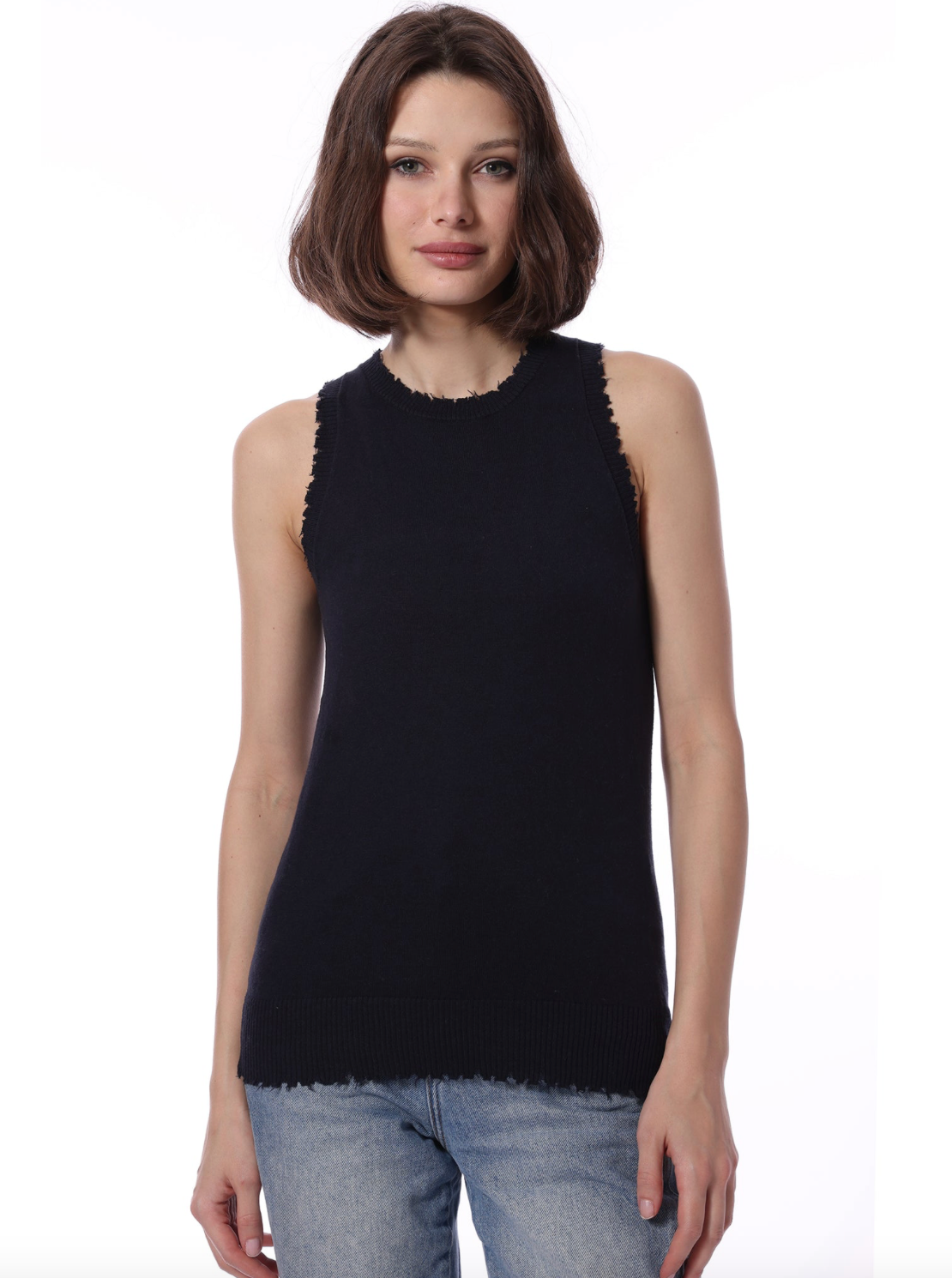 Cotton Cashmere Frayed Tank