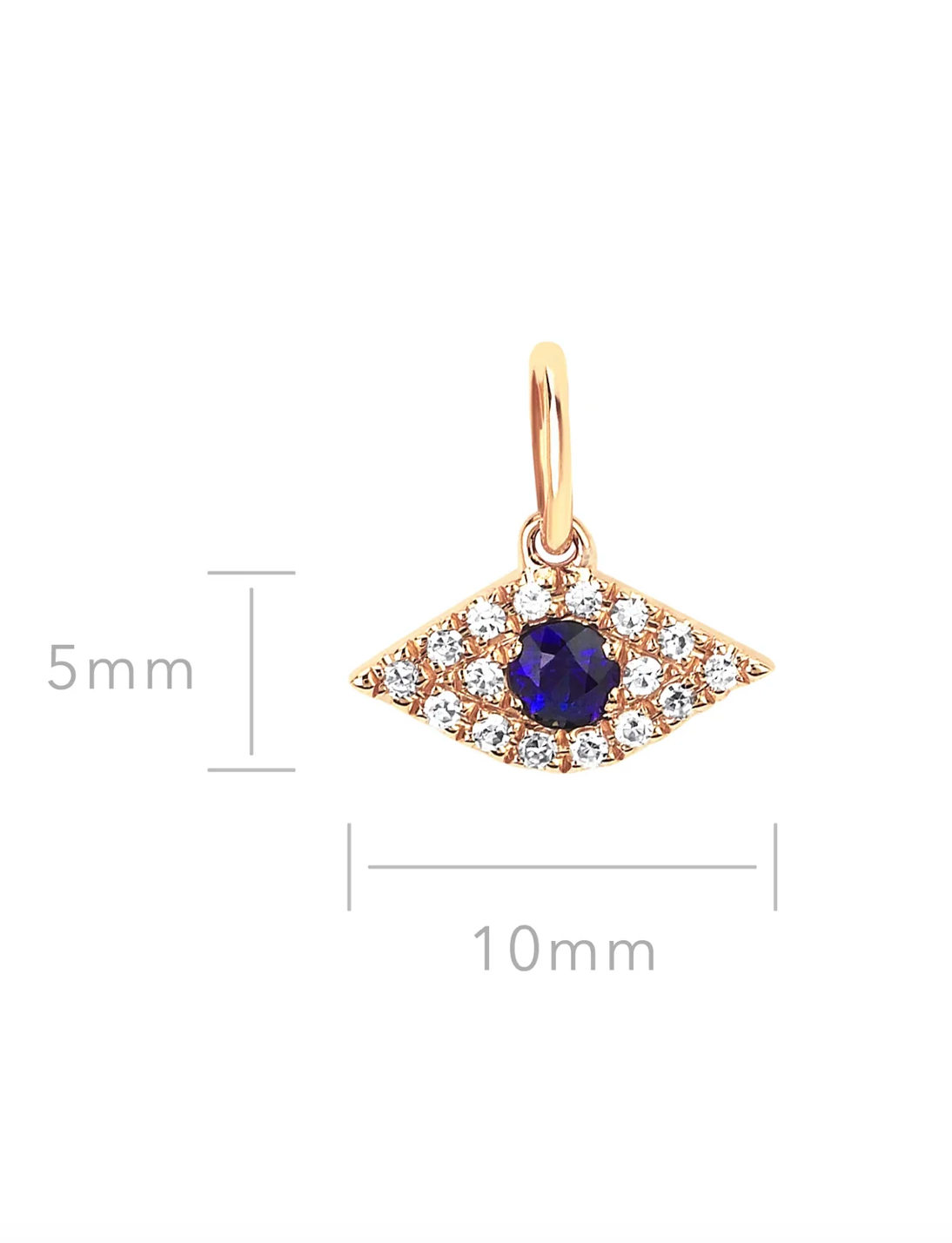 14k Diamond Evil Eye with Blue Sapphire Necklace Charm