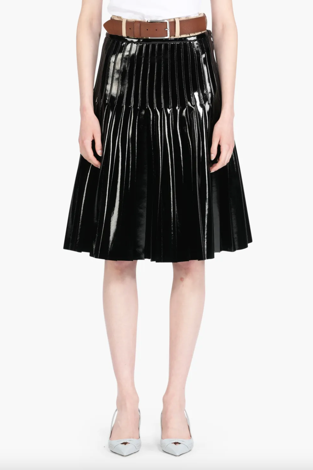 Patent Pleated Skirt