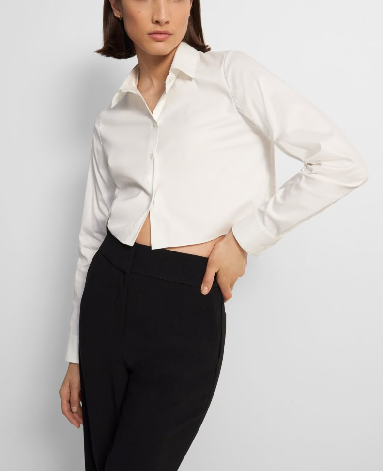 Cropped Boxy Long Sleeve Shirt