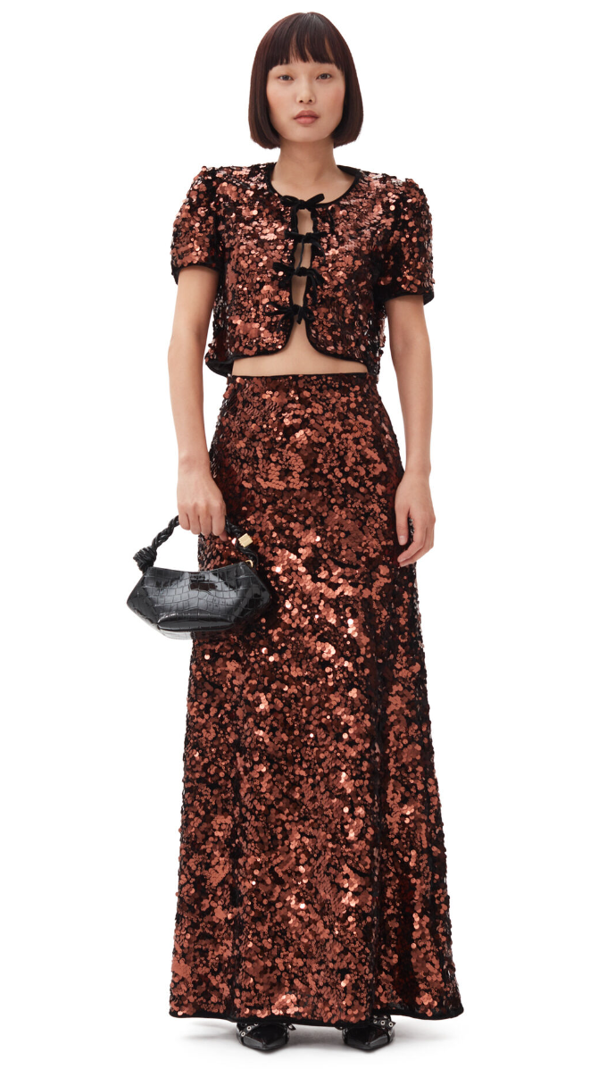 Velvet Sequins Maxi Skirt