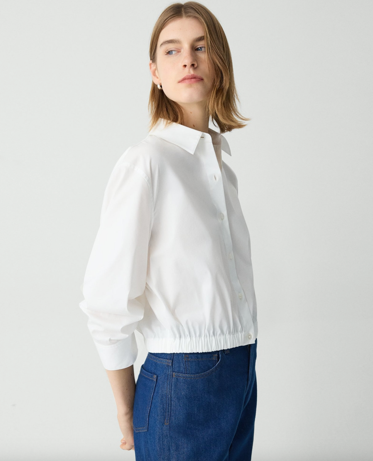 Cropped Shirt with Fixed Sleeve