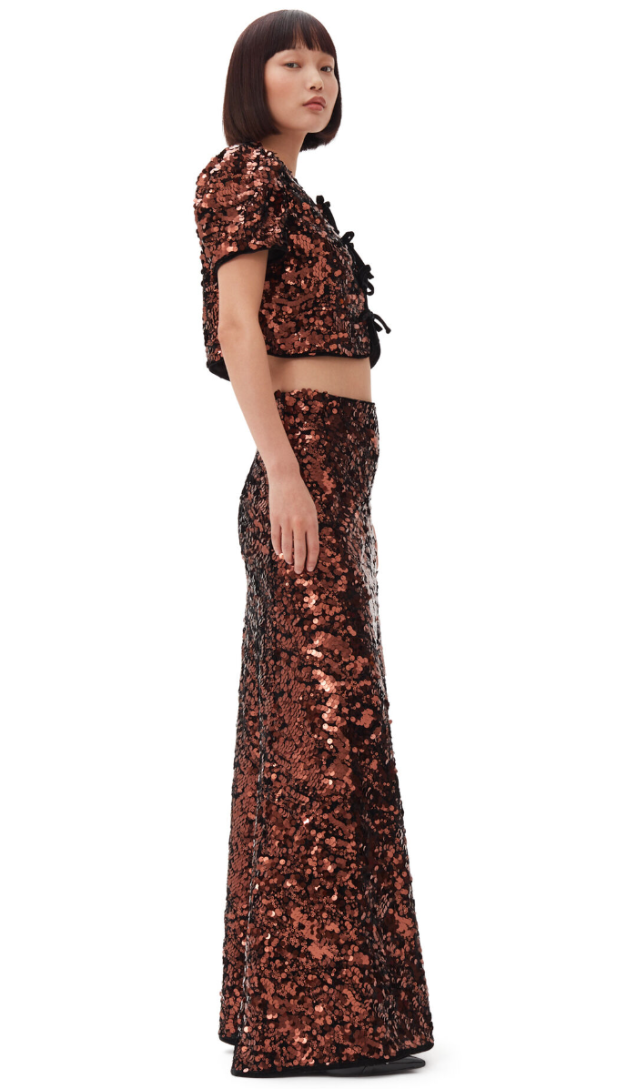 Velvet Sequins Maxi Skirt