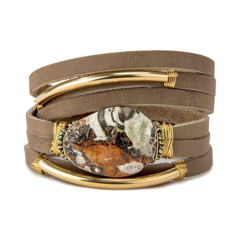 Jasper Shred Leather Bracelet