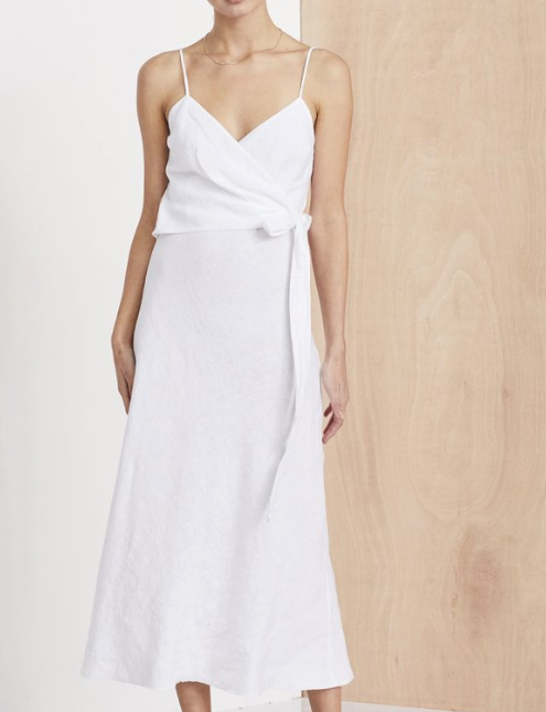 Ivory linen wrap dress