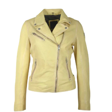 PALE YELLOW LEATHER JACKET