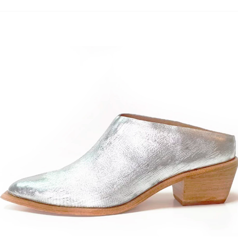 SILVER LEATHER MULE