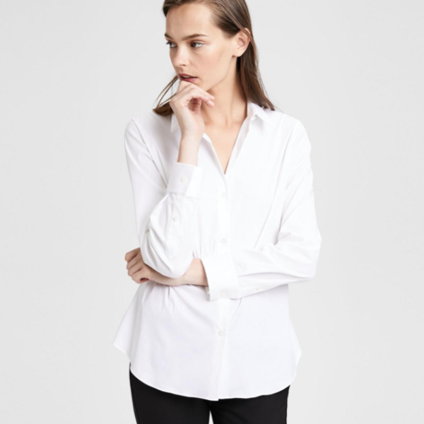 Tenia Classic White Button Down Shirt Theory Collar