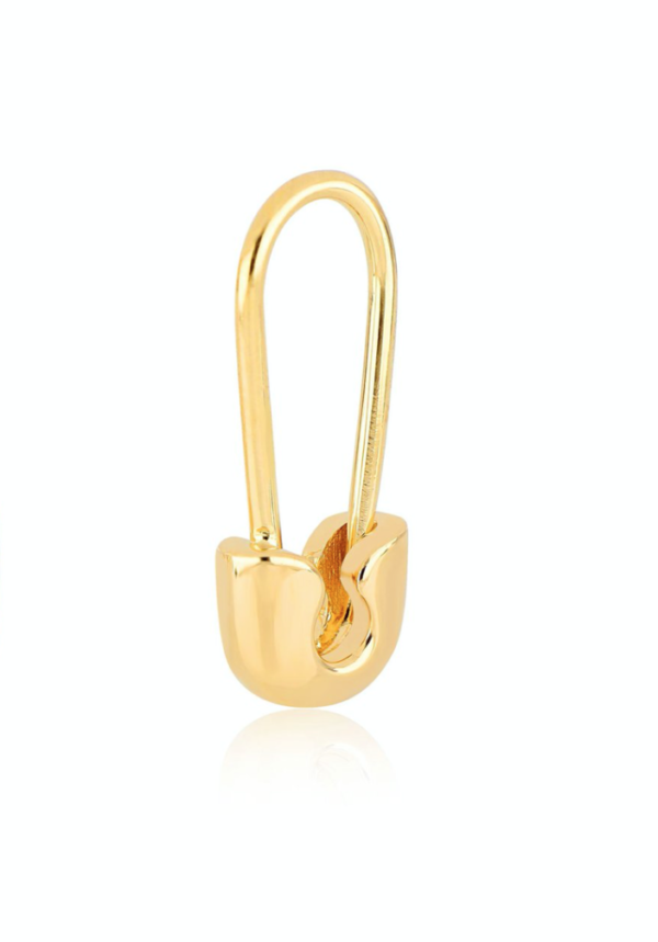 EF COLLECTION 14K SINGLE GOLD SAFETY PIN EARRING