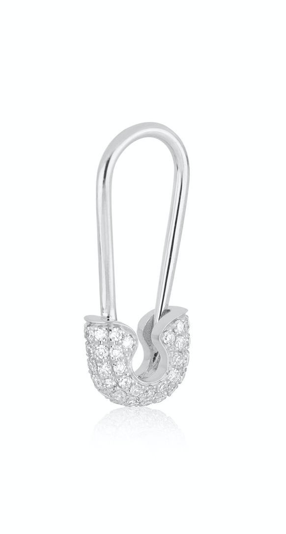 EF COLLECTION 14K SINGLE DIAMOND SAFETY PIN EARRING