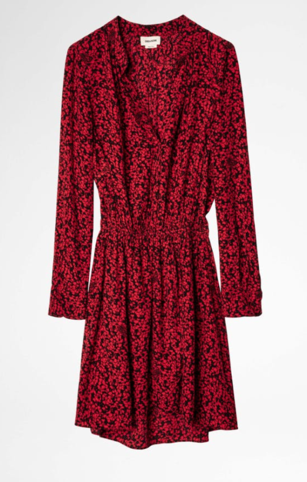 Zadig & Voltaire Rinka Floral Black and Red Dress