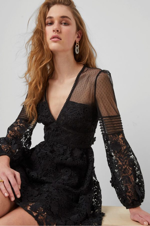 FRENCH CONNECTION BILAN LACE LONG SLEEVE DRESS