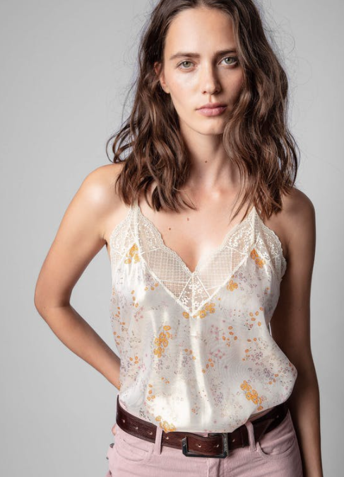 ZADIG AND VOLTAIRE CHRISTY LAME CAMISOLE