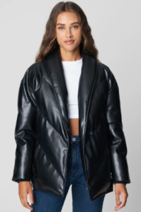 BLANK NYC THE LOVE DR FAUX LEATHER PUFFER JACKET