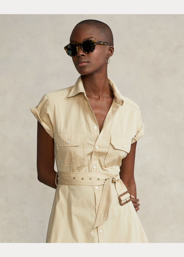 Polo Ralph Lauren Oakland Tiered Cotton Midi Shirt Dress