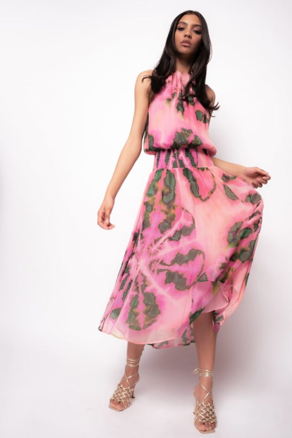 Pinko Tie Dye Smocked Waist Dress