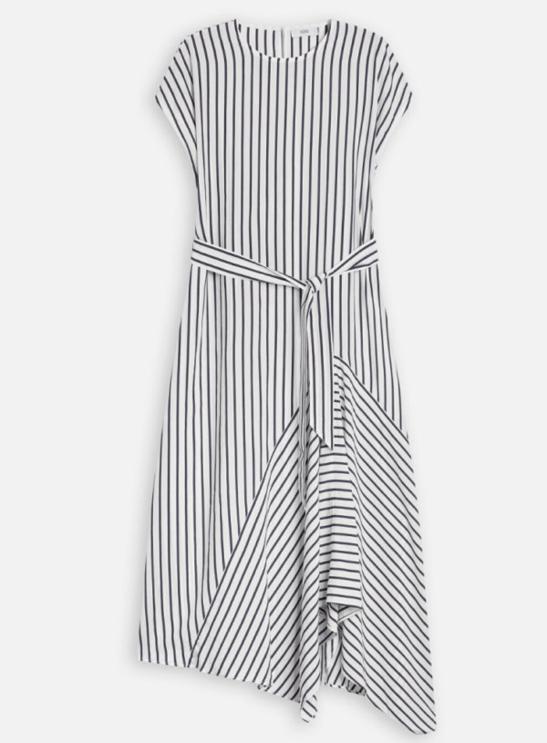 Closed Italian Viscose Striped Asymmetrical Dress