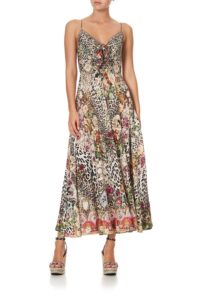 Camilla long dress with tie front