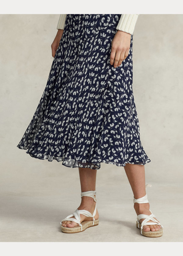 Polo Ralph Lauren Crinkled Georgette Midi Skirt