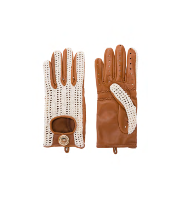 Elisabetta Franchi Crochet Leather Gloves