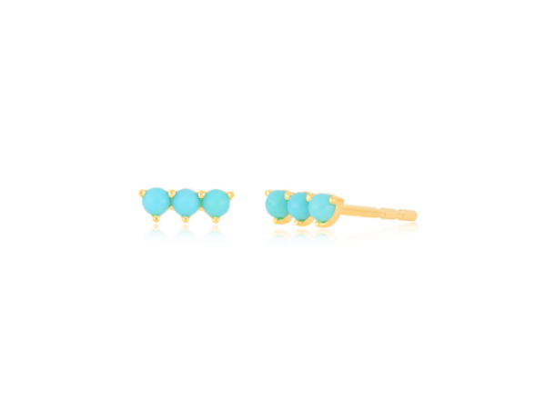 EF Collection 14k Turquoise Prong Set Bar Stud Earrings