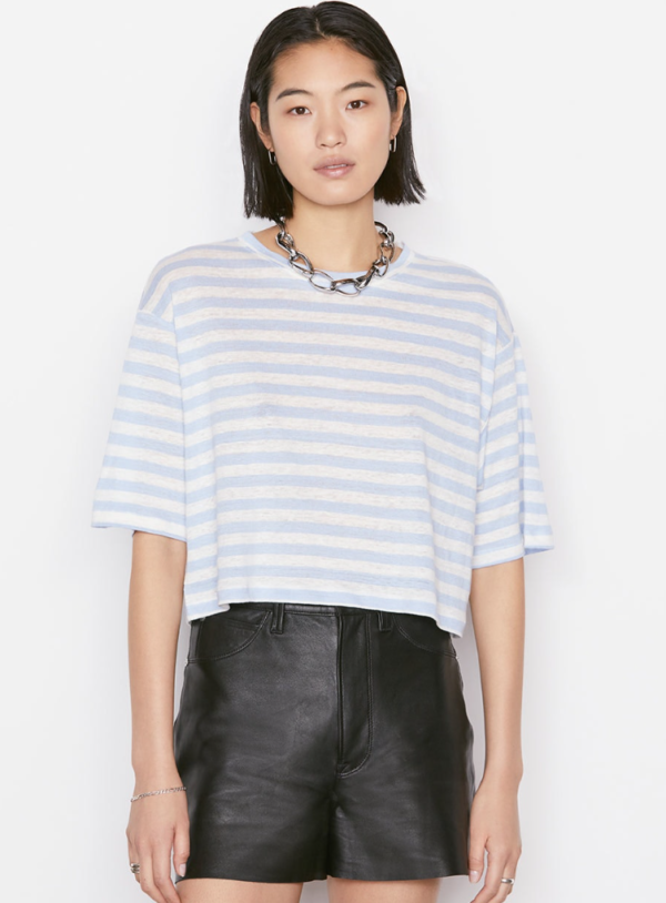Frame Striped Boxy Cropped Tee