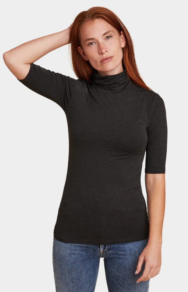 Majestic Filatures Soft Touch Elbow Sleeve Turtleneck