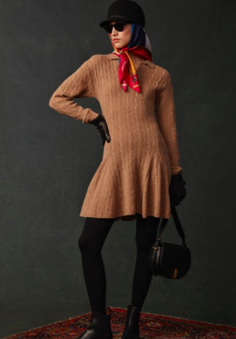 Polo Ralph Lauren Cable-Knit Wool-Cashmere Sweater Dress - Garbarini