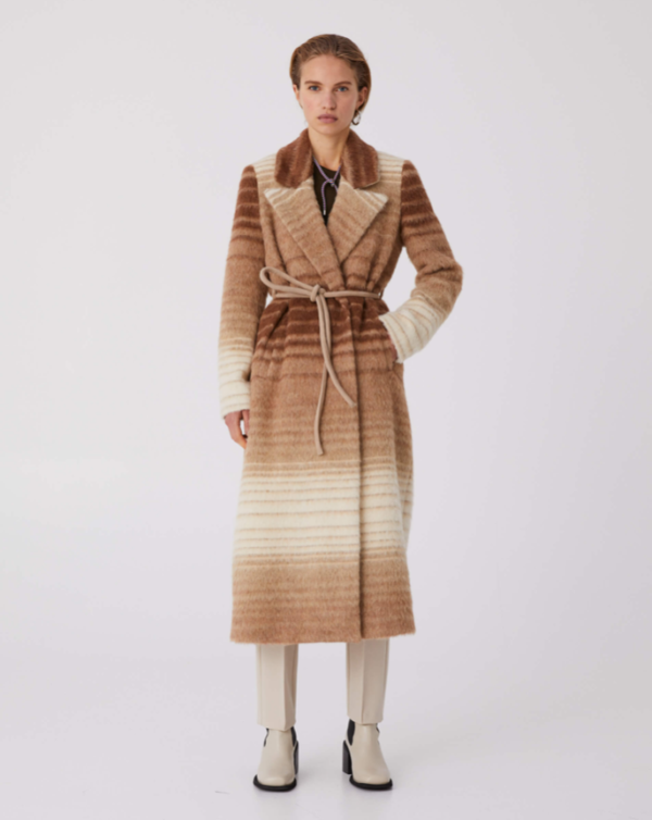 Sfizio Collection Double-Breasted Coat with Belt