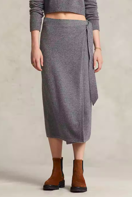 Polo Ralph Lauren Cashmere-Blend Wrap Sweater Skirt - Garbarini