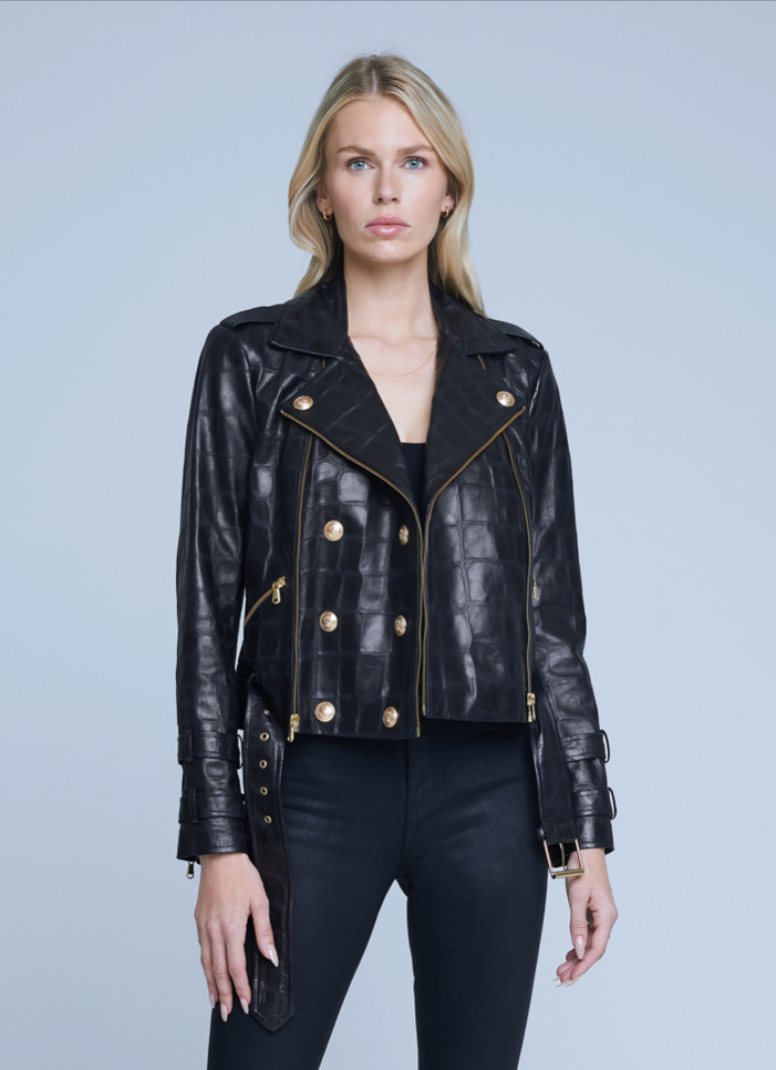 L'Agence Billie Belted Leather Jacket - Garbarini