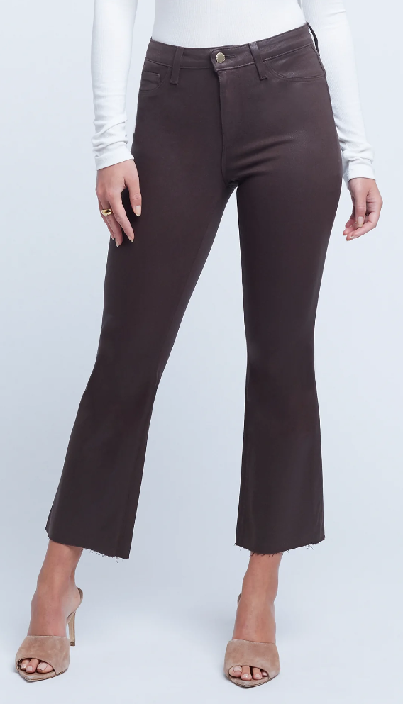 L'Agence Kendra High-Rise Crop Flare Coated