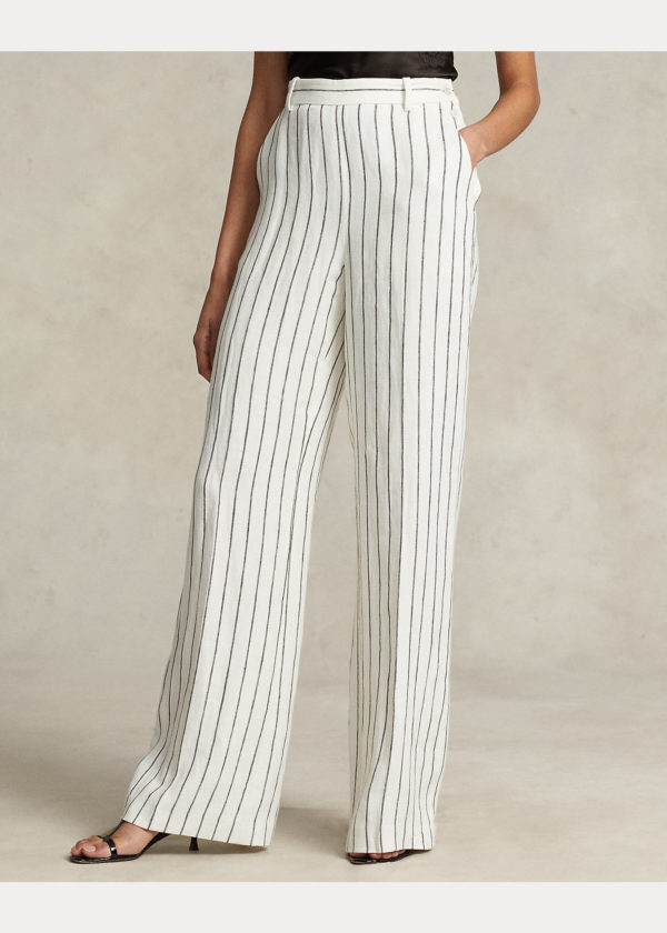 Polo by Ralph Lauren Striped Linen Jacquard Straight Pant