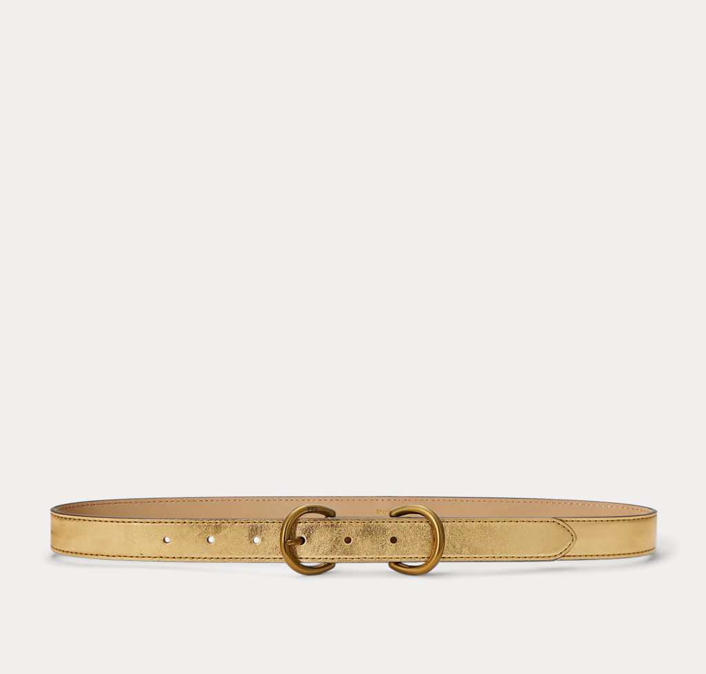 Polo by Ralph Lauren Metallic Leather Double D-Ring Belt - Garbarini