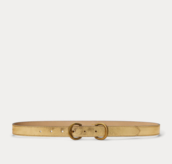 Polo by Ralph Lauren Metallic Leather Double D-Ring Belt