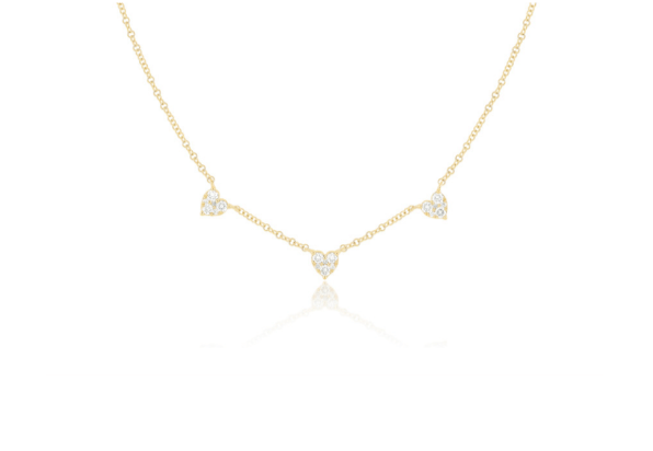 EF Collection 14k Triple Full Cut Diamond Heart Necklace